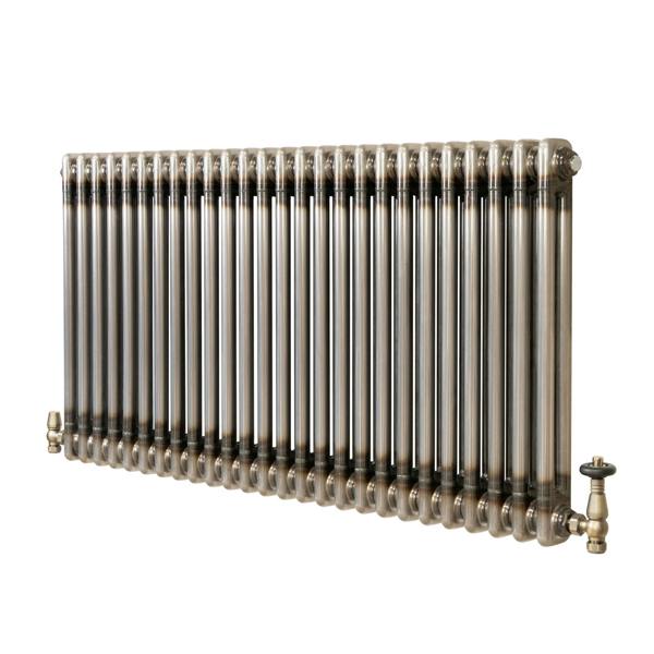 Traditional 2 Column Radiator & Valves - 600 x 1190mm - Raw Metal