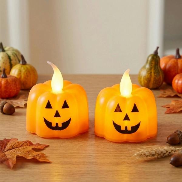 Garden Greatness 2 Pack Flickering Jack-O'-Lantern LED Candles