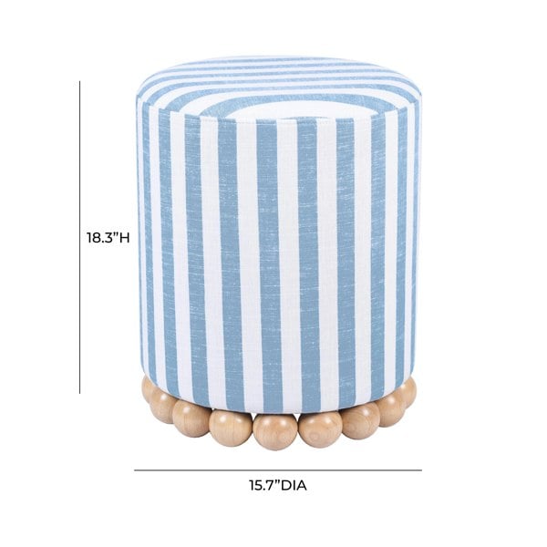 Furniture Edit Dex Pastel Blue Striped Linen Ottoman