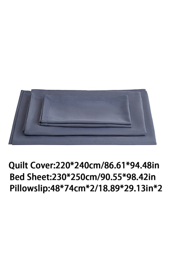 Living and Home King Duvet Cover and Flat Sheet Set with 2 Pillowcases Solid Color Soft Brushed Fibe Four-Piece Set
