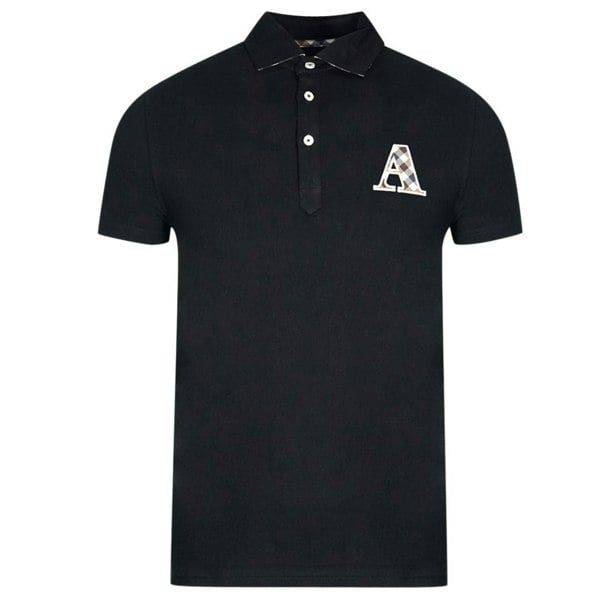 Aquascutum Check A Logo Polo Shirt - Black