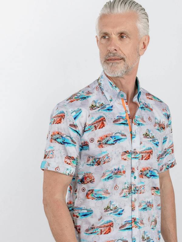 CRUISE LINER PRINT SHORT SLEEVE SHIRT - Claudio Lugli Shirts