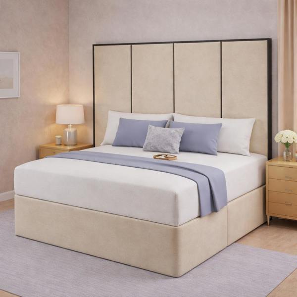 Great British Beds Emma headboard with Contrast Border Divan Bed