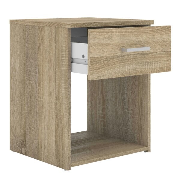 Wyld Haus Berlin Oak Effect 1 Drawer Open Shelf Bedside Table