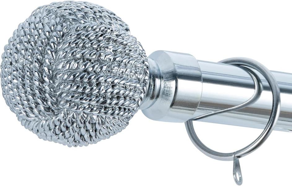 A.Unique Home Knotted Ball Extendable Curtain Pole (25/28mm) (Nickel,120cm - 220cm)