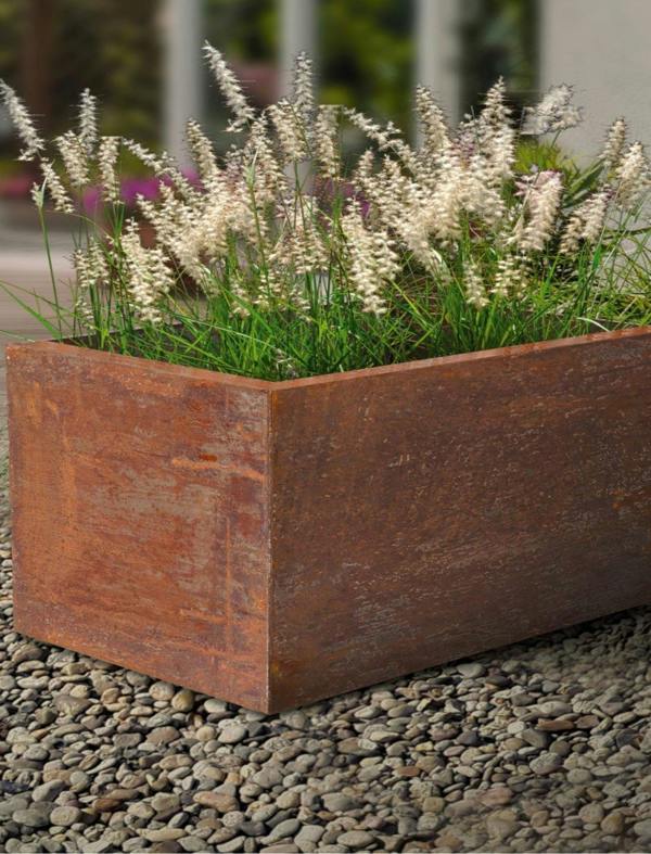 Metal planter plant pot - Rust Corten Steel 40 x80 x40cm Flat-packed - Devonia London