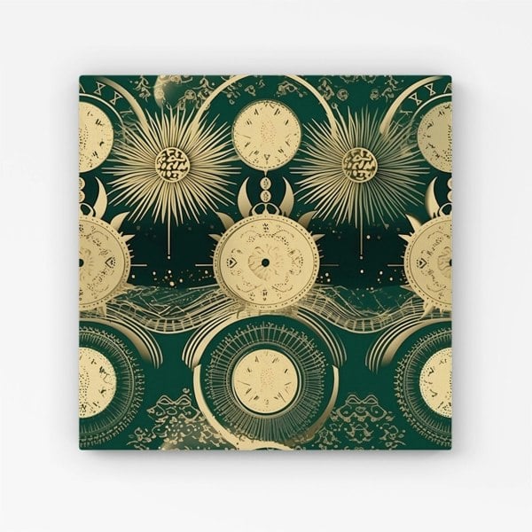 Warren Reed Green Moon and Sun Abstract Pattern Canvas