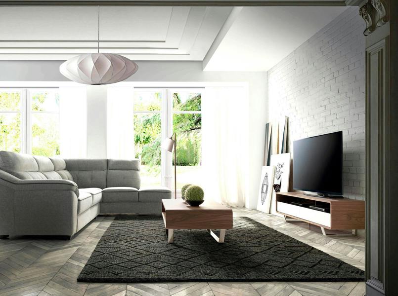 Angel Cerdá TV stand white wood, walnut and chromed steel 3046