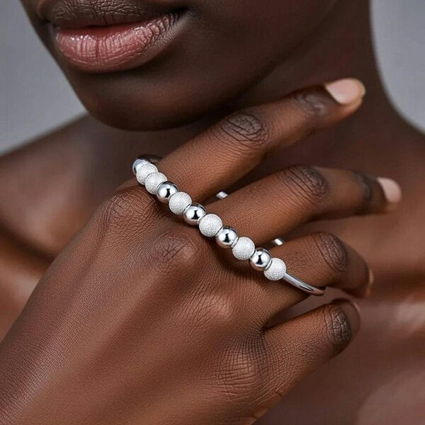 The Colourful Aura Silver Plated Beaded Adjustable Bracelet