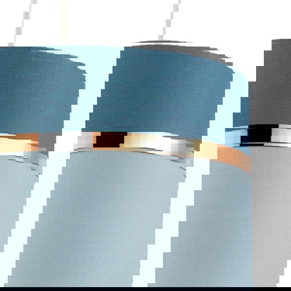 Sky and Cobalt Blue Cotton Fabric Lamp Shade with Shiny Copper Ring Image 3