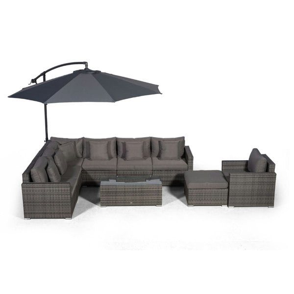 Giardino Havana 7 Seat Rattan Sofa Armchair Set w/ Ice Bucket Table and Ottoman