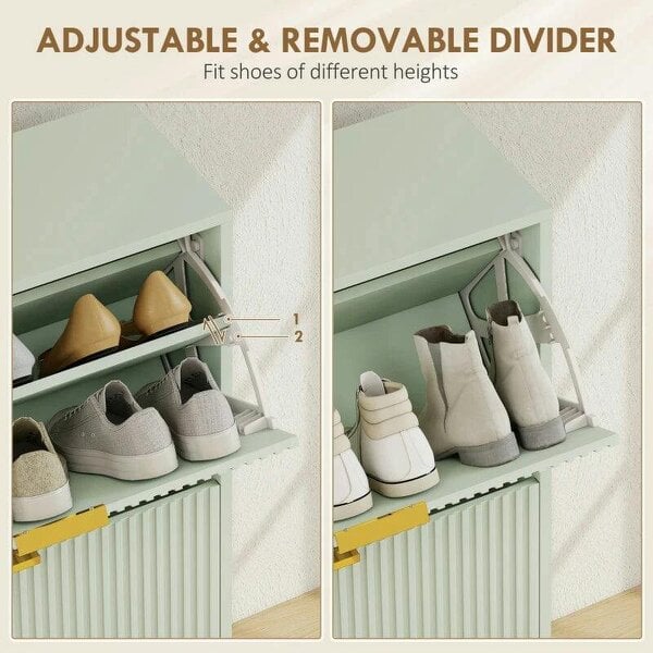 Bobobiy Elegant Four-Drawer Shoe Cabinet - Light Green