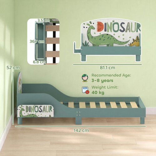 AIYAPLAY Toddler Bed with Bedside Storage, Guard Rails