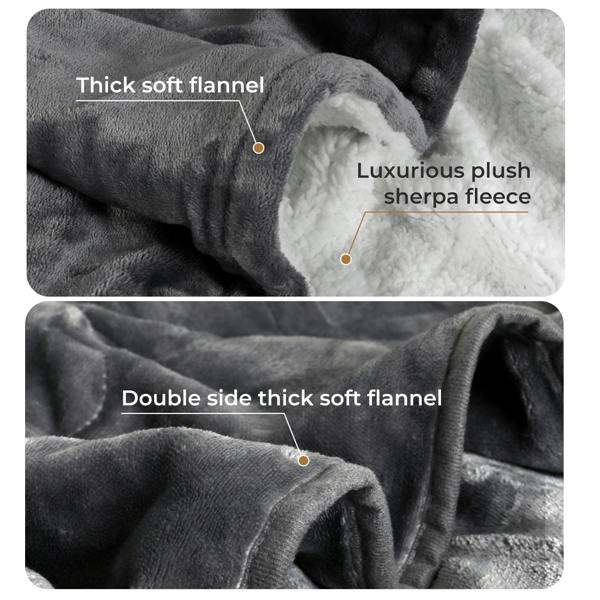 Lavio Electric Heated Throw Over Blanket Washable Warm Flannel Fleece Sherpa