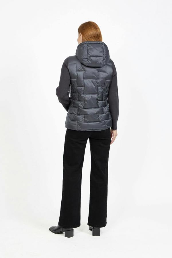 Mudflower Padded Hooded Jacket with Ribbed Sleeves