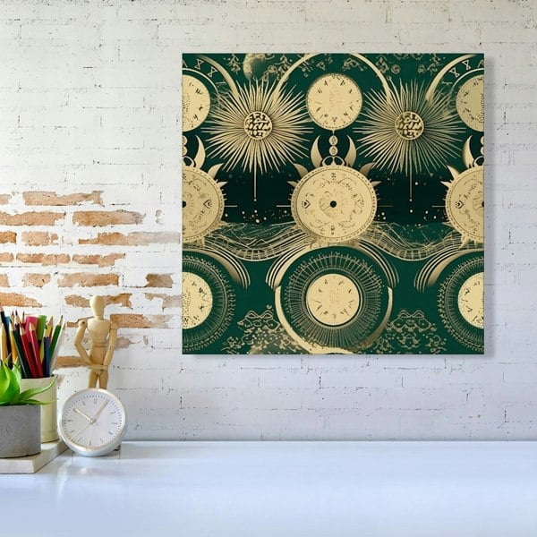 Warren Reed Green Moon and Sun Abstract Pattern Canvas