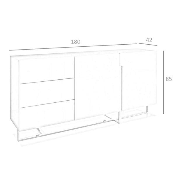 Angel Cerdá White Wood and Chrome-plated Steel Sideboard 3051