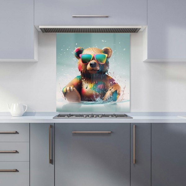 Warren Reed - Designer Splashart Bear In Glasses Kitchen Splashback