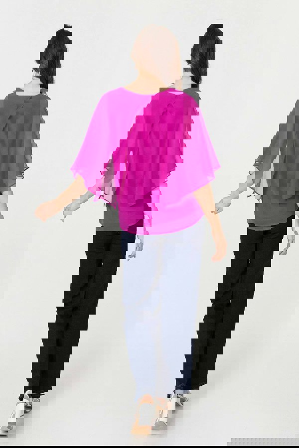 Orchid | Semi Sheer Cut Out 3/4 Sleeve Blouse
