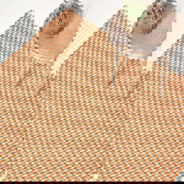 HOMESCAPES Cotton Hand Woven Gingham Check Rug