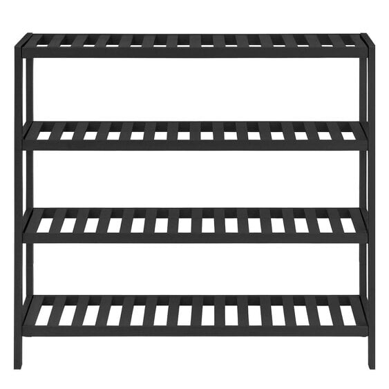 Neo Black 4-Tier Bamboo Shoe Rack Wooden Shoe Storage Organiser Shelf for Hallway, Entrance Living Room