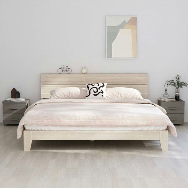 Berkfield Bedside Cabinets HAMAR 2 pcs Light Grey 40x35x44.5cm Solid Wood