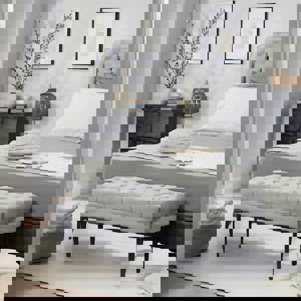 Rafaelo Mobilia Tufted Velvet Bed End Window Accent Seat Grey