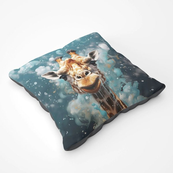 Warren Reed Splashart Giraffe Face Floor Cushion