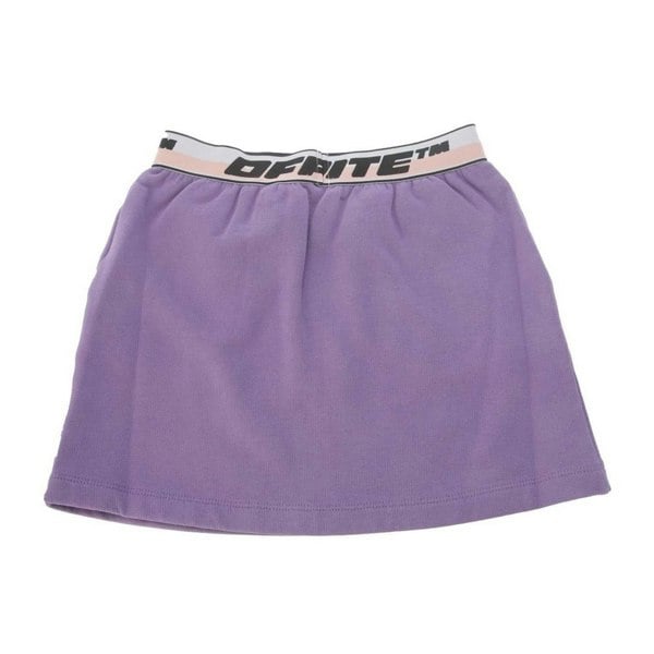 Off White Girls Logo Cotton Skirt - Purple/Black