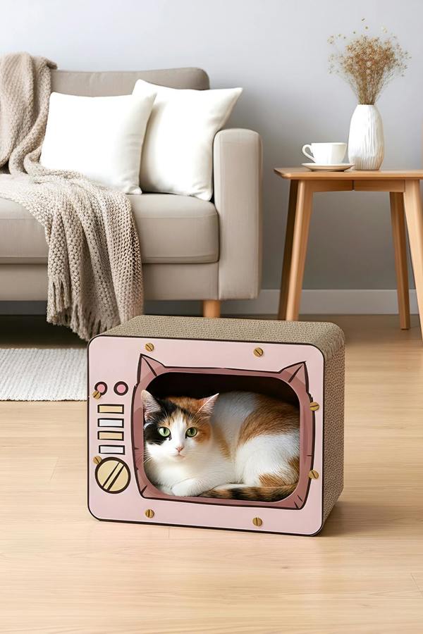Living and Home Creative TV-Shaped Cat Scratcher Cat House