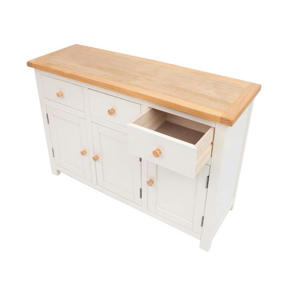 Cabinet Bits Maggiori Off White 3 Drawer 3 Door Sideboard Wood Knob