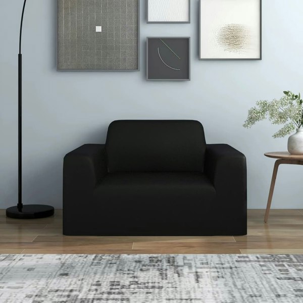 Berkfield Stretch Couch Slipcover Black Polyester Jersey