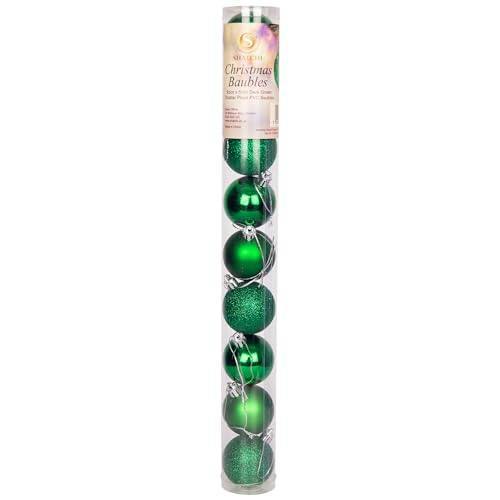 Shatchi 5cm Shatterproof Dark Green Christmas Bauble Set, 9 or 18 Piece Festive Tree Decorations
