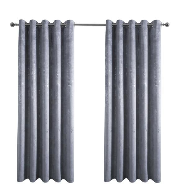 Smart Living Marble Effect Velvet Eyelet Curtain - Grey