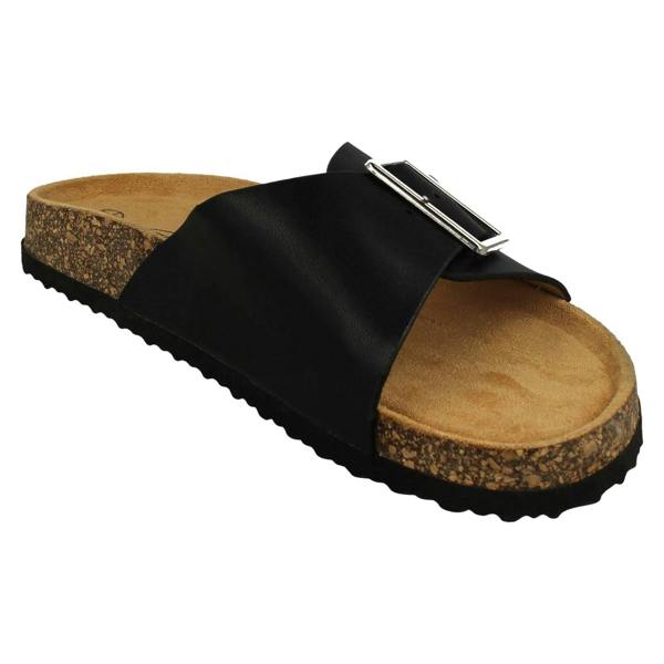 Spot On Ladies Spot On Buckle Detailed Mule Sandals F00413