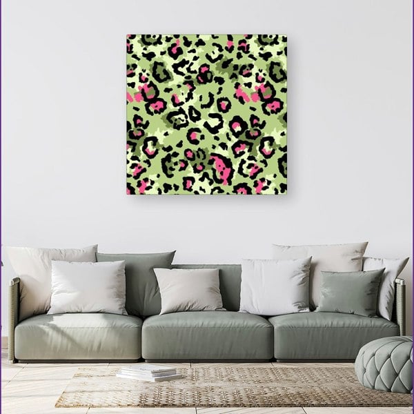 Warren Reed Green And Pink Leopard Print Canvas