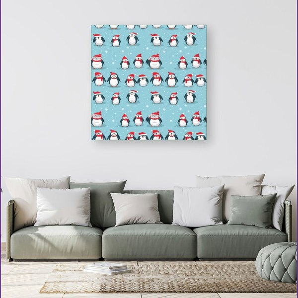 Warren Reed Adorable Santa Penguins Canvas