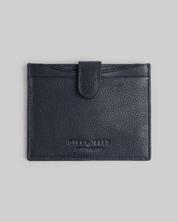 Steel & Jelly Leather Card Holder With Popper Fastening