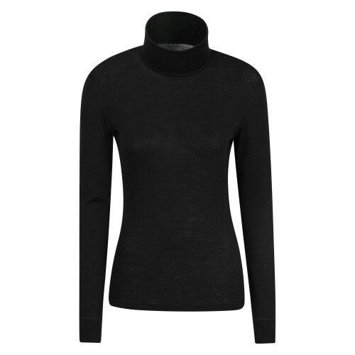 Mountain Warehouse Womens/Ladies Merino Wool Roll Neck Base Layer Top - Black