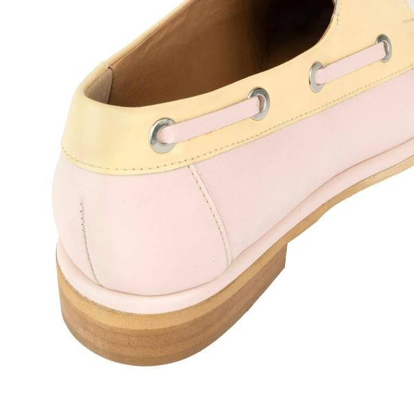 Embassy London Boatie - Yellow & Cream & Pink - Women's Leather Boat Shoe