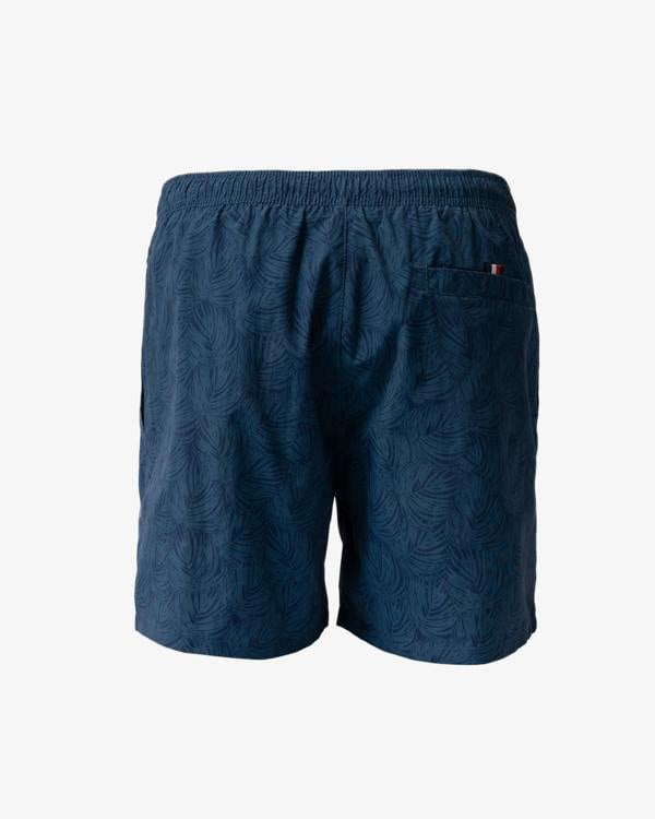 back of Tommy Hilfiger Print Mens Drawstring Swimming Shorts in  Palm Leaf Aegean Sea