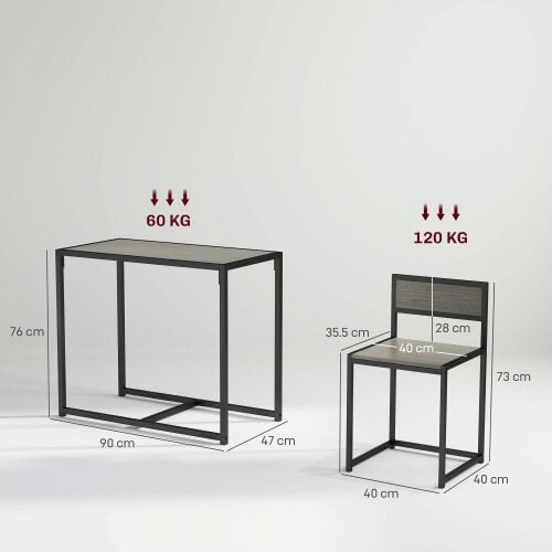 Wyld Haus Zikeba Wooden Grey Wood Effect Compact Dining Table And Chair Set