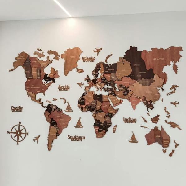 HYGRAD BUILT TO SURVIVE 3D Wooden World Map Wall Art – Vintage Rustic, 4 Sizes | HYGRAD®
