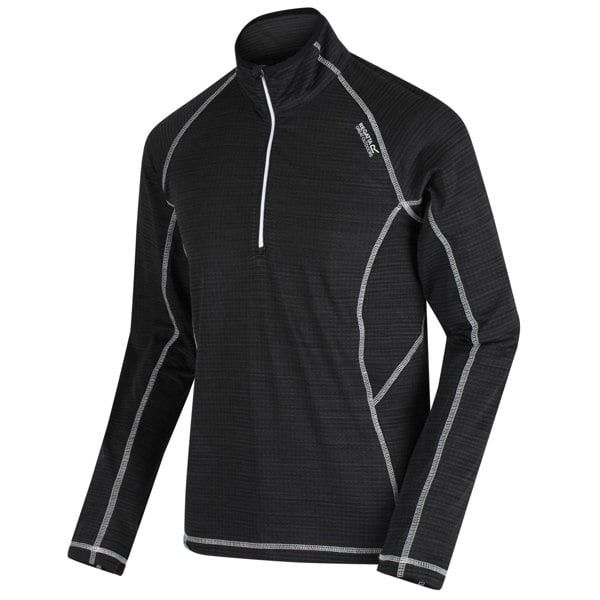 Regatta Mens Yonder Quick Dry Moisture Wicking Half Zip Fleece Jacket - Black