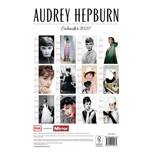 Audrey Hepburn A3 Calendar 2027, Wall Calendars, Month To View, Entertainment, Gift