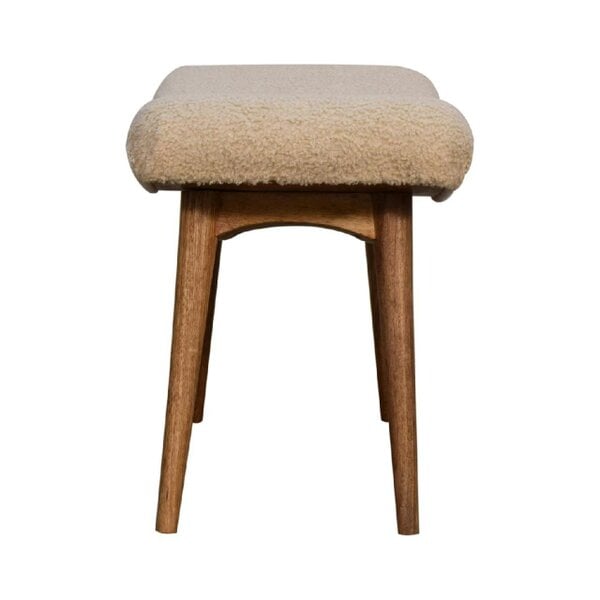 Wyld Haus Olbia Boucle Cream Curved Bench Mango Legs