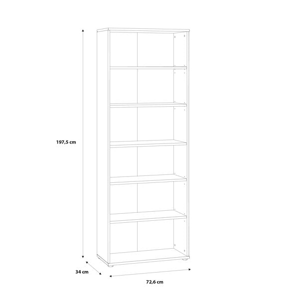 Furniture To Go Essential Wide 5 Shelf Bookcase in Vintage Oak