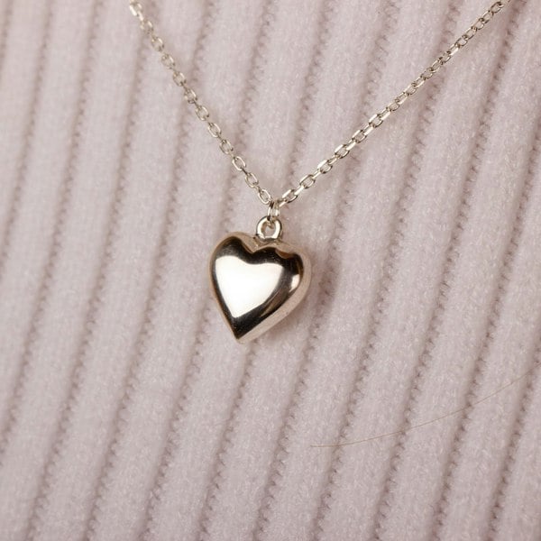Puffy Heart Necklace - Sterling Silver - MYLEE London
