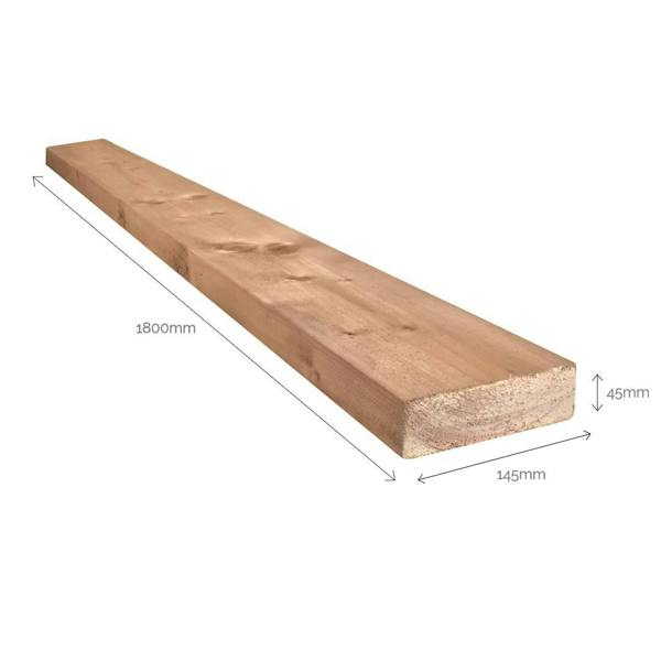 Snowdon Timber Treated 6x2" Timber - Decking Joists (T) 45mm (W) 145mm (L) 1.8m