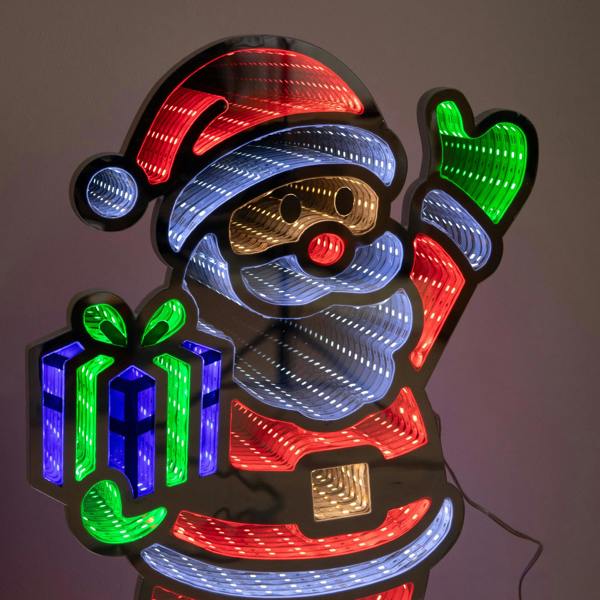 Samuel Alexander 40cm Santa Infinity Mirror Light Christmas Decoration with LEDs